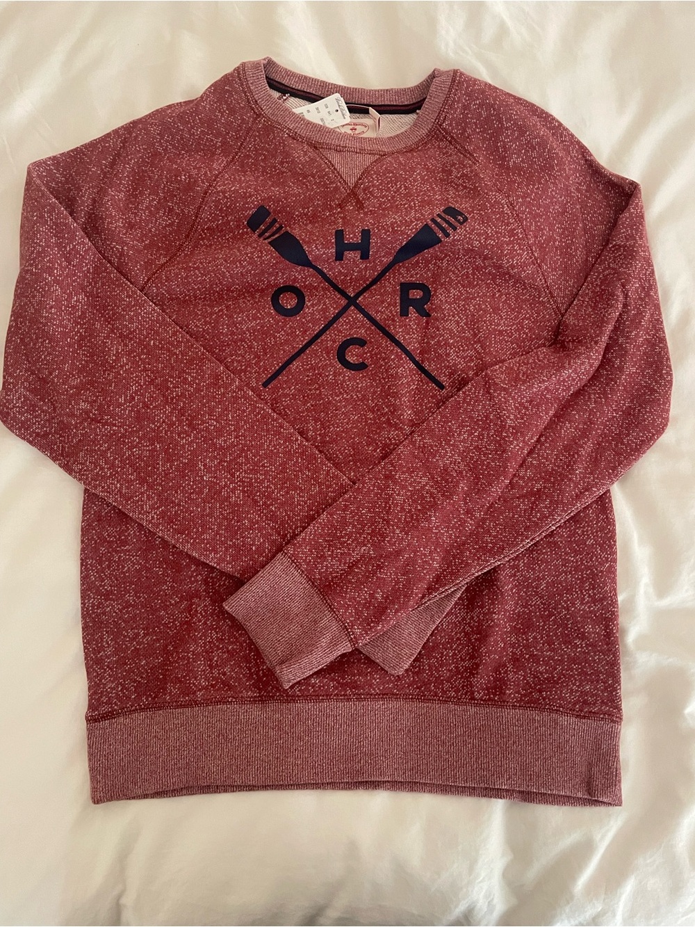 Brooks Brothers Heathered Burgundy Crewneck with Navy Oar Motif